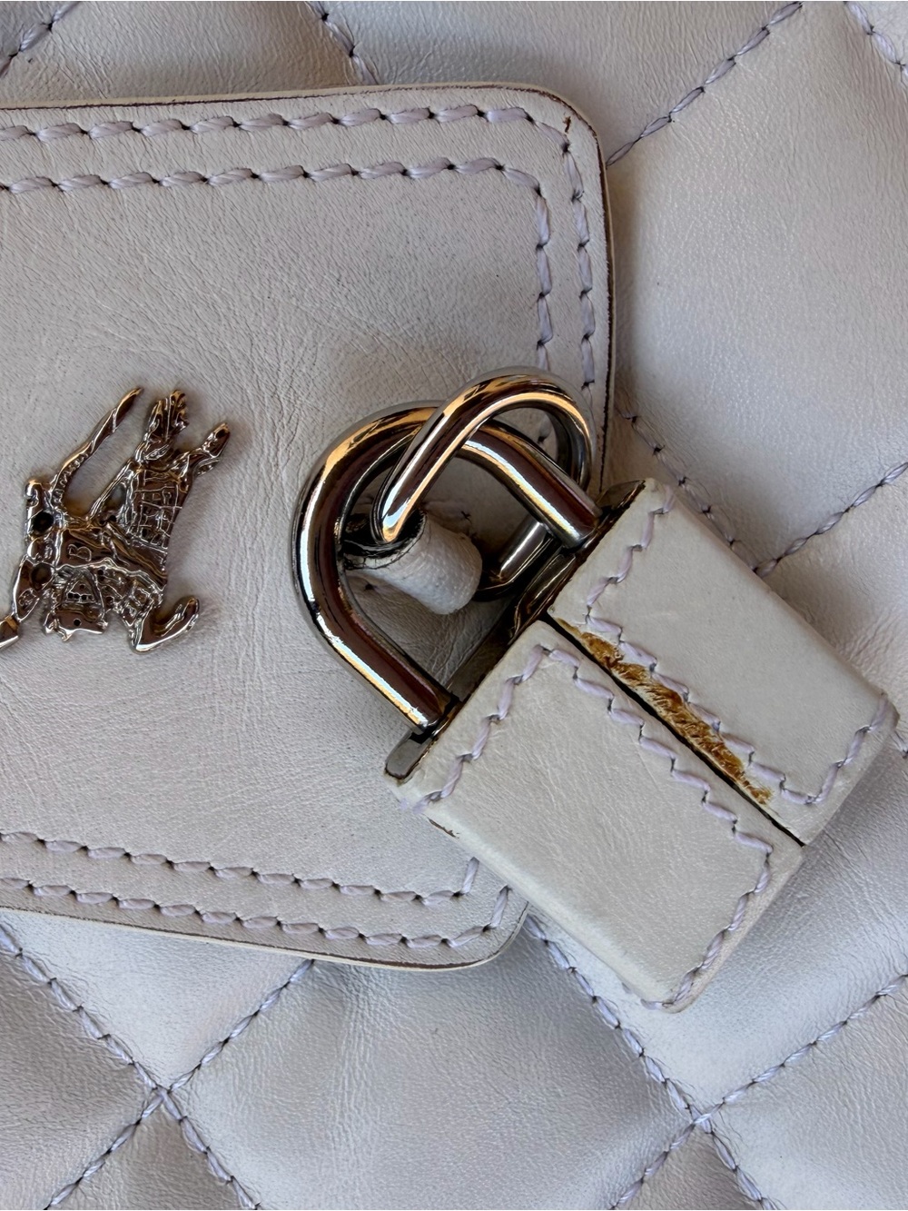 Burberry White Quilted hobo Shoulder Bag with Silver Hardware*Read Description - Picture 3 of 16